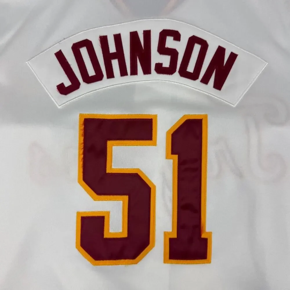 Vintage Nike Team Sport USC Trojans Men Baseball Randy Johnson P-51 White Jersey